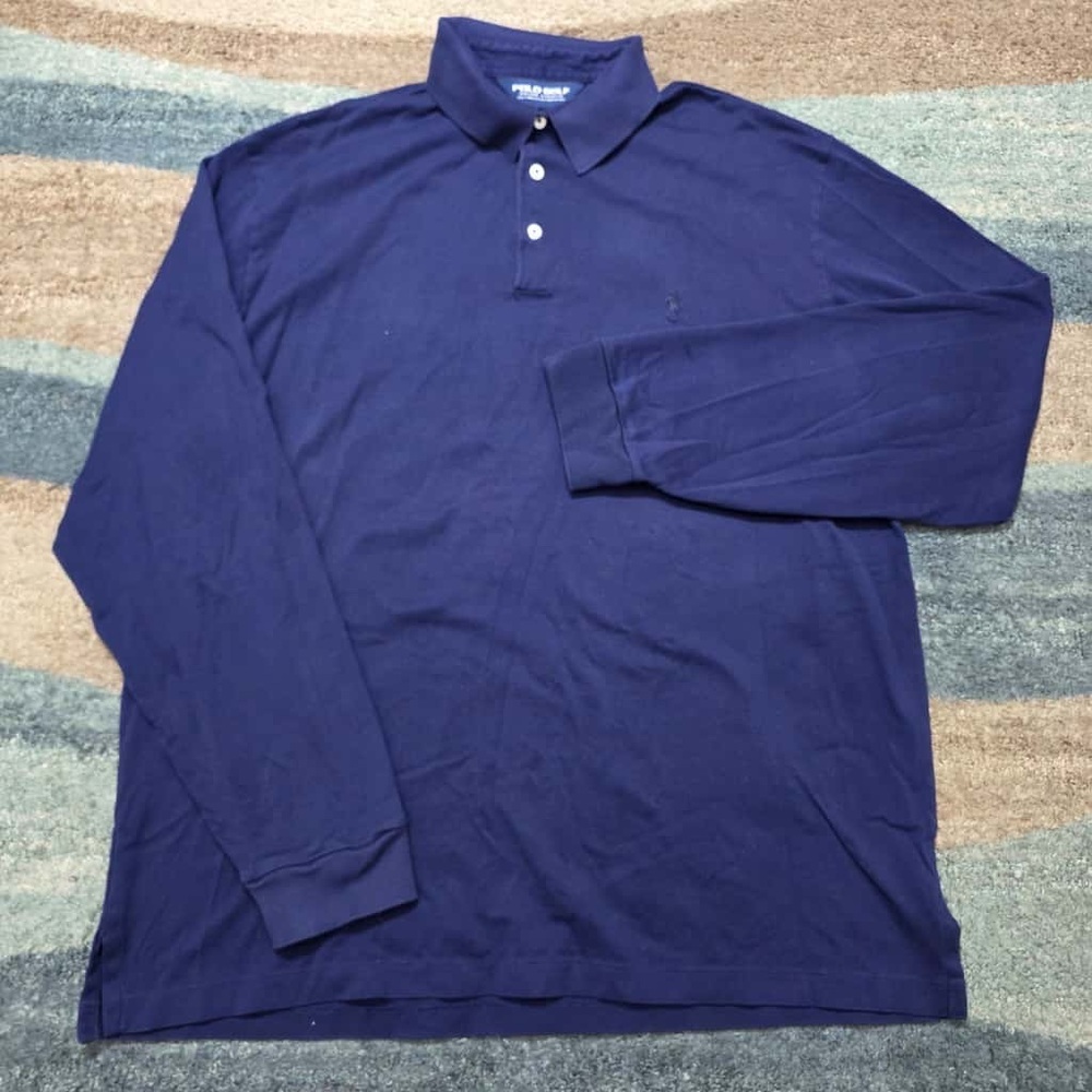 Polo Golf Ralph Lauren Vintage Polo Long Sleeve Navy Old Money Men's size XL - Picture 2 of 8